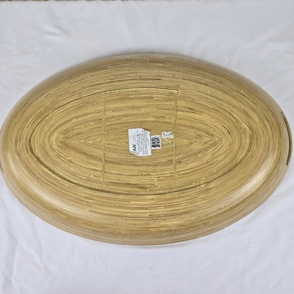 ADV Accents de Ville 100% Lacquered Bamboo Oval Tray Cutout Handles Vietnam - Picture 6 of 12